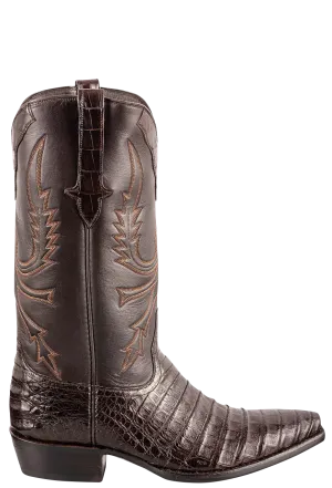 Stallion Caiman Crocodile Cowboy Boots - Chocolate