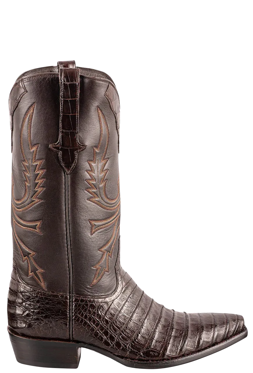 Stallion Caiman Crocodile Cowboy Boots - Chocolate