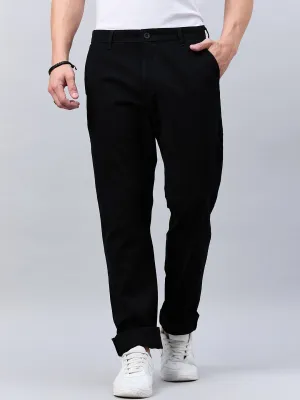 Style Quotient Men Balck Stretchable Chinos Trouser