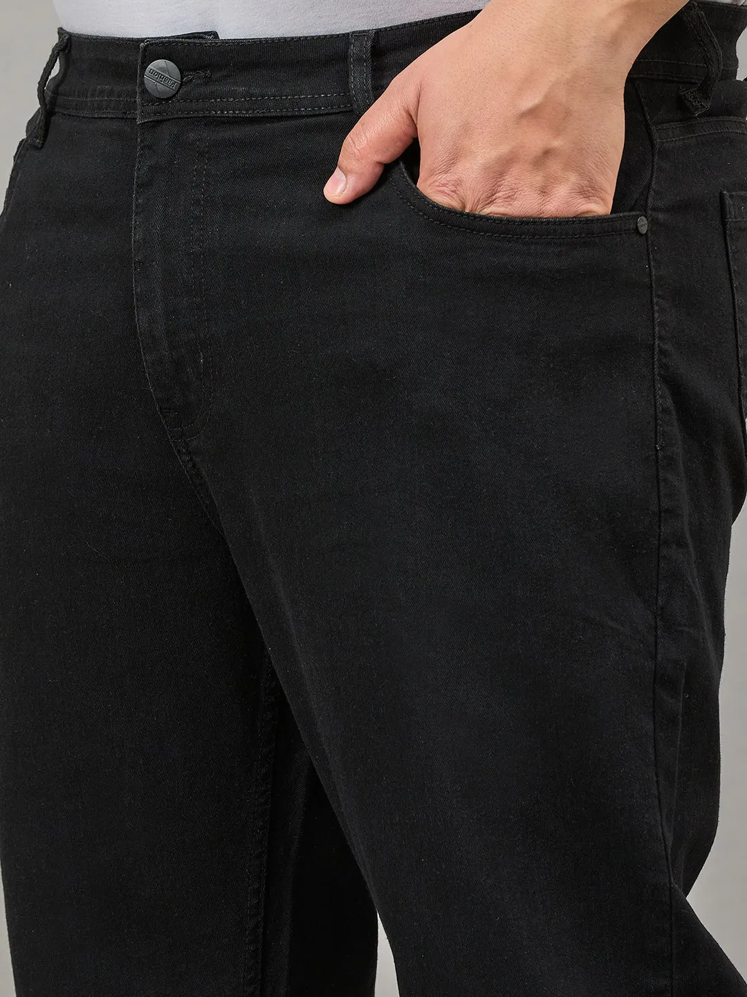 Style Quotient Men Plus Size Black Tapered Fit Mid Rise Stretchable Jeans