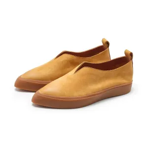 Witch Style Point Toe Nubuck Leather Flat Loafers in 6 Colors