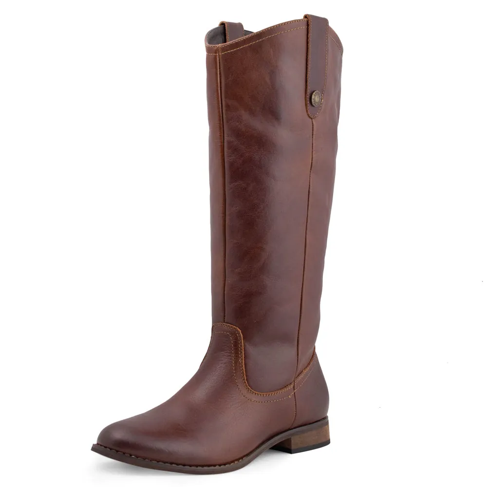 Womens Brown Knee High Cowboy Boots Brown