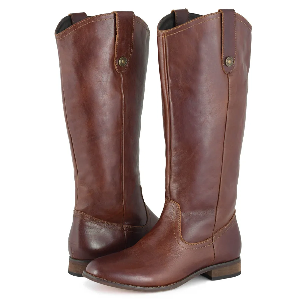 Womens Brown Knee High Cowboy Boots Brown